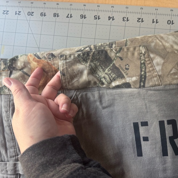 Gray and Camouflage Cargo Pants Streetwear Handmade Upcycled Hip Hop Refashion - Picture 5 of 12